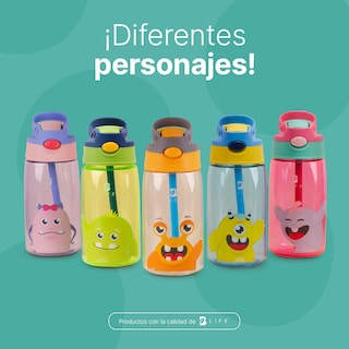 Foto 7 | Botella De Agua Para Niños | 473 Ml | Con Accesorios Y Correa | Botella Tomatín | B Life.