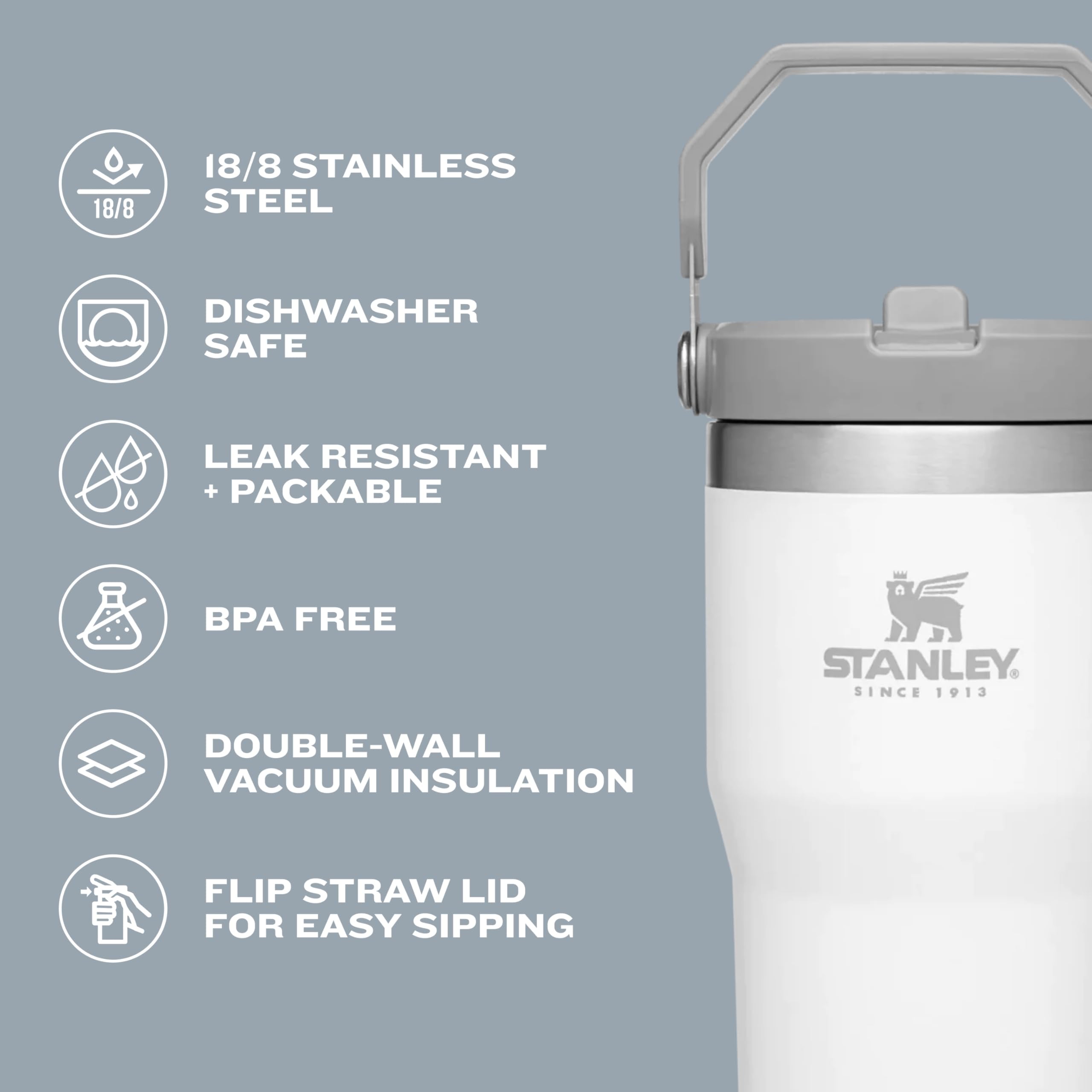 Foto 4 pulgar | Pajita Abatible Stanley Iceflow, 600 Ml, Aislante, Acero Inoxidable - Venta Internacional.