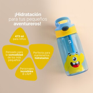 Foto 3 | Botella De Agua Para Niños | 473 Ml | Con Accesorios Y Correa | Botella Frijolín | B Life.
