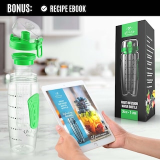 Foto 3 | Botella de Agua Zulay Kitchen Verde 1 Litro con Infusor de Fruta - Venta Internacional