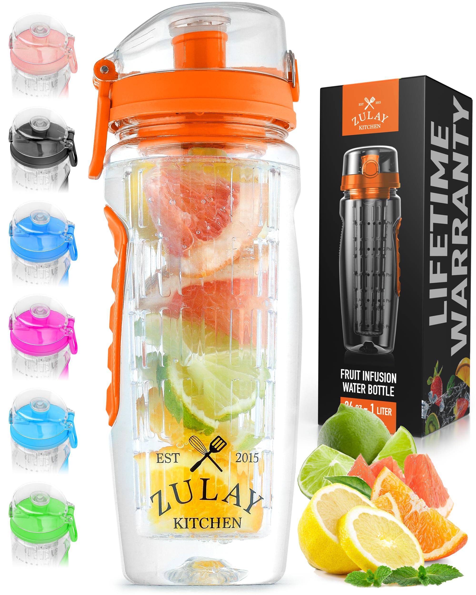 Foto 2 pulgar | Botella de Agua Zulay Kitchen Naranja 1 Litro con Infusor de Fruta - Venta Internacional