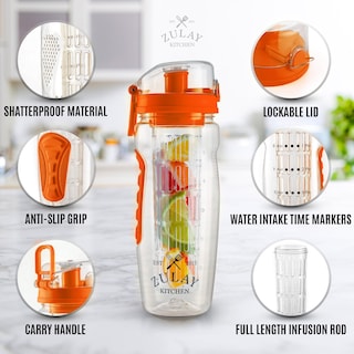 Foto 2 | Botella de Agua Zulay Kitchen Naranja 1 Litro con Infusor de Fruta - Venta Internacional