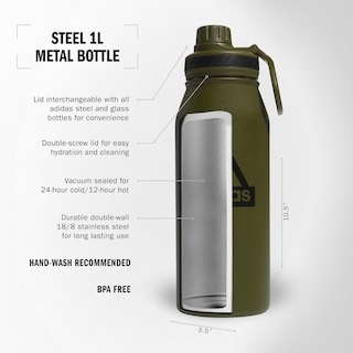 Foto 2 | Botella De Agua Adidas Metal, 1 Litro, Aislante De Frío Y Calor, Acero Inoxidable - Venta Internacional.