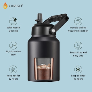 Foto 3 | Jarra Para Botella De Agua Civago De Medio Galón Con Aislamiento De Acero Inoxidable De 1.9 L - Venta Internacional.