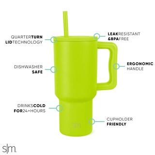 Foto 2 | Vaso Simple Modern Trek De 900 Ml Con Asa Y Tapa Con Pajita, Color Verde - Venta Internacional.