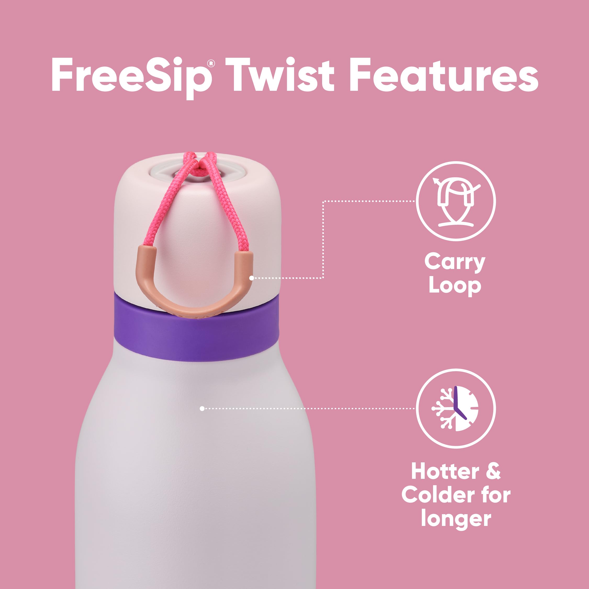 Foto 2 | Botella De Agua Owala Freesip Twist Con Aislamiento De 700 Ml, Color Rosa Y Morado - Venta Internacional.