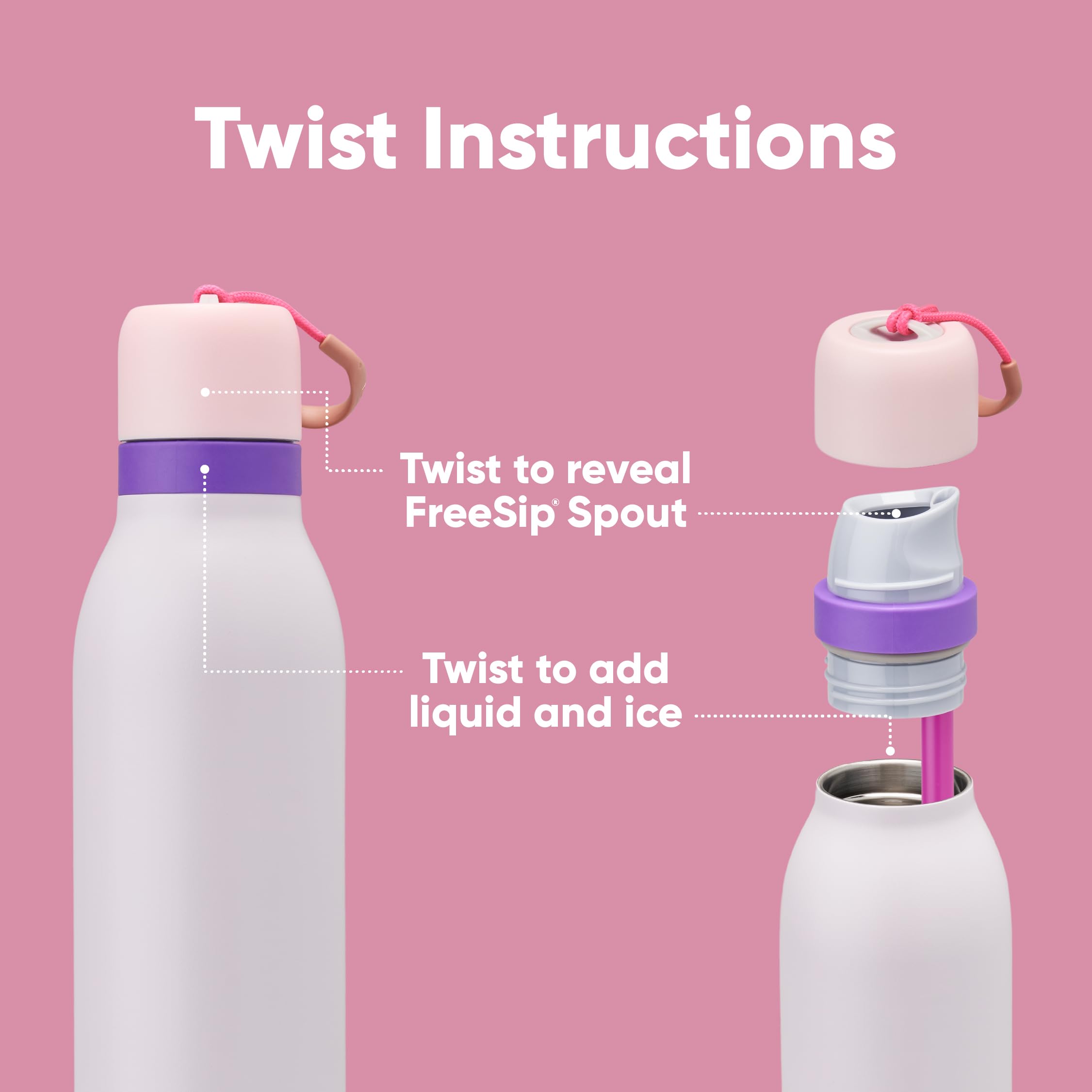 Foto 4 pulgar | Botella De Agua Owala Freesip Twist Con Aislamiento De 700 Ml, Color Rosa Y Morado - Venta Internacional.