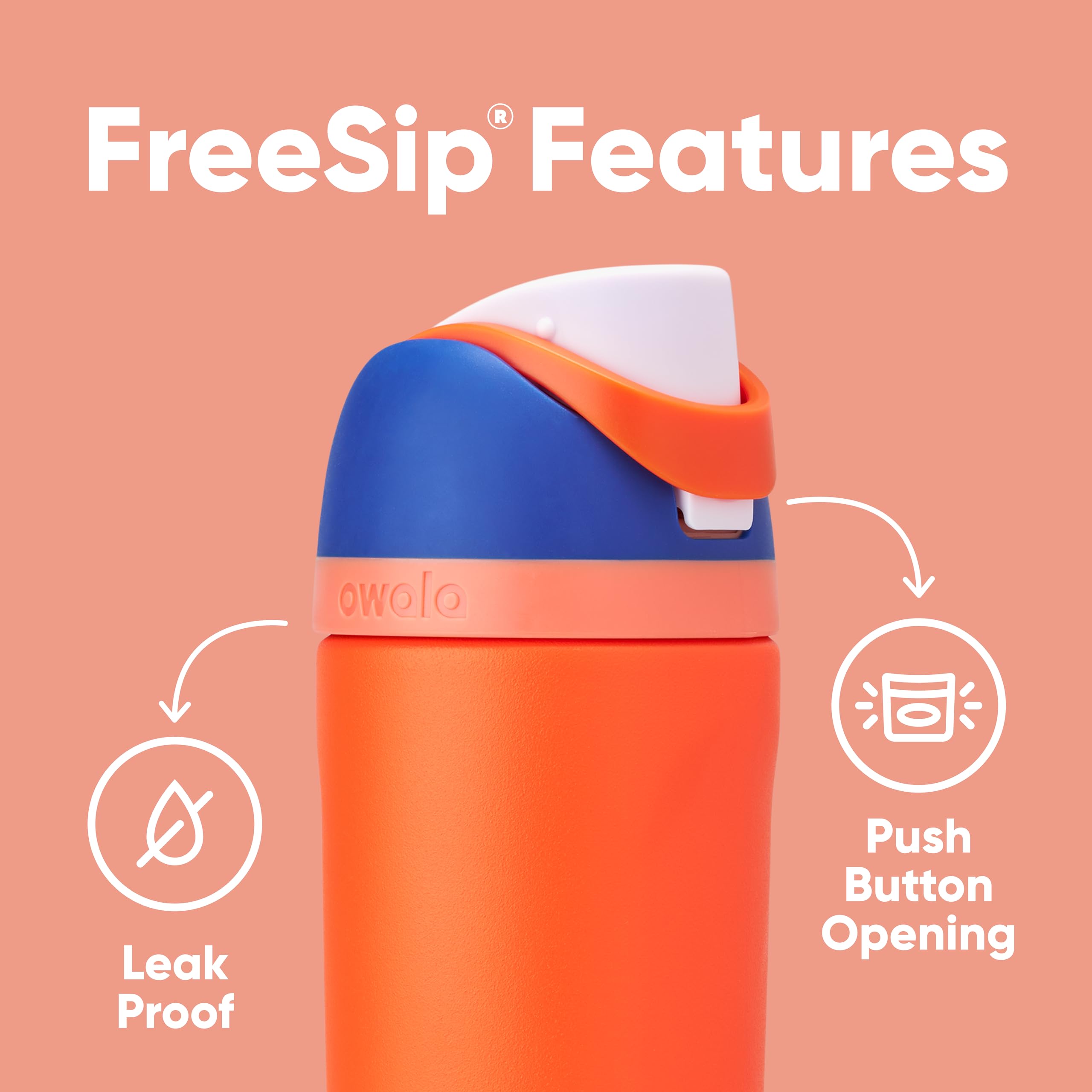Foto 4 pulgar | Botella De Agua Owala Kids Freesip Con Aislamiento, 500 Ml, Azul Cítrico - Venta Internacional.