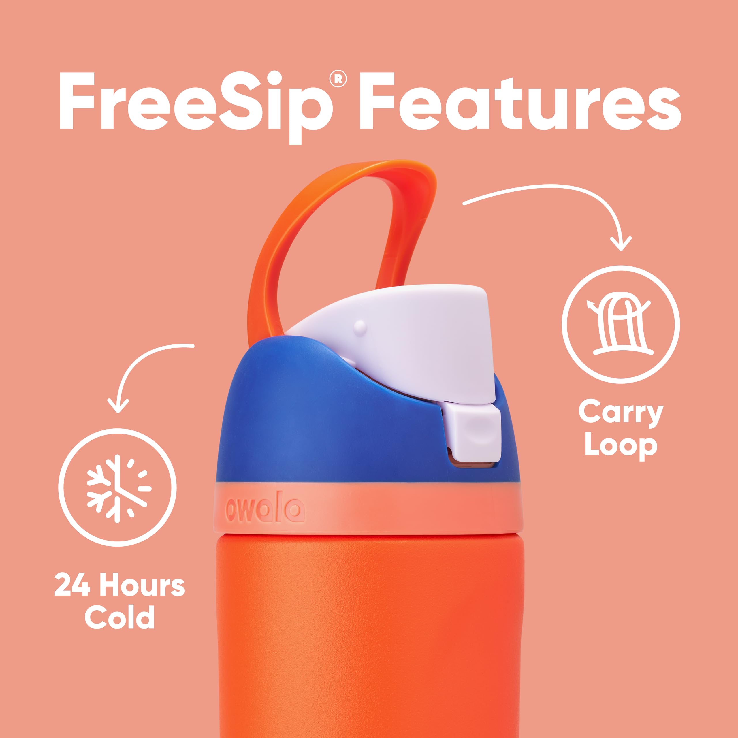 Foto 5 pulgar | Botella De Agua Owala Kids Freesip Con Aislamiento, 500 Ml, Azul Cítrico - Venta Internacional.
