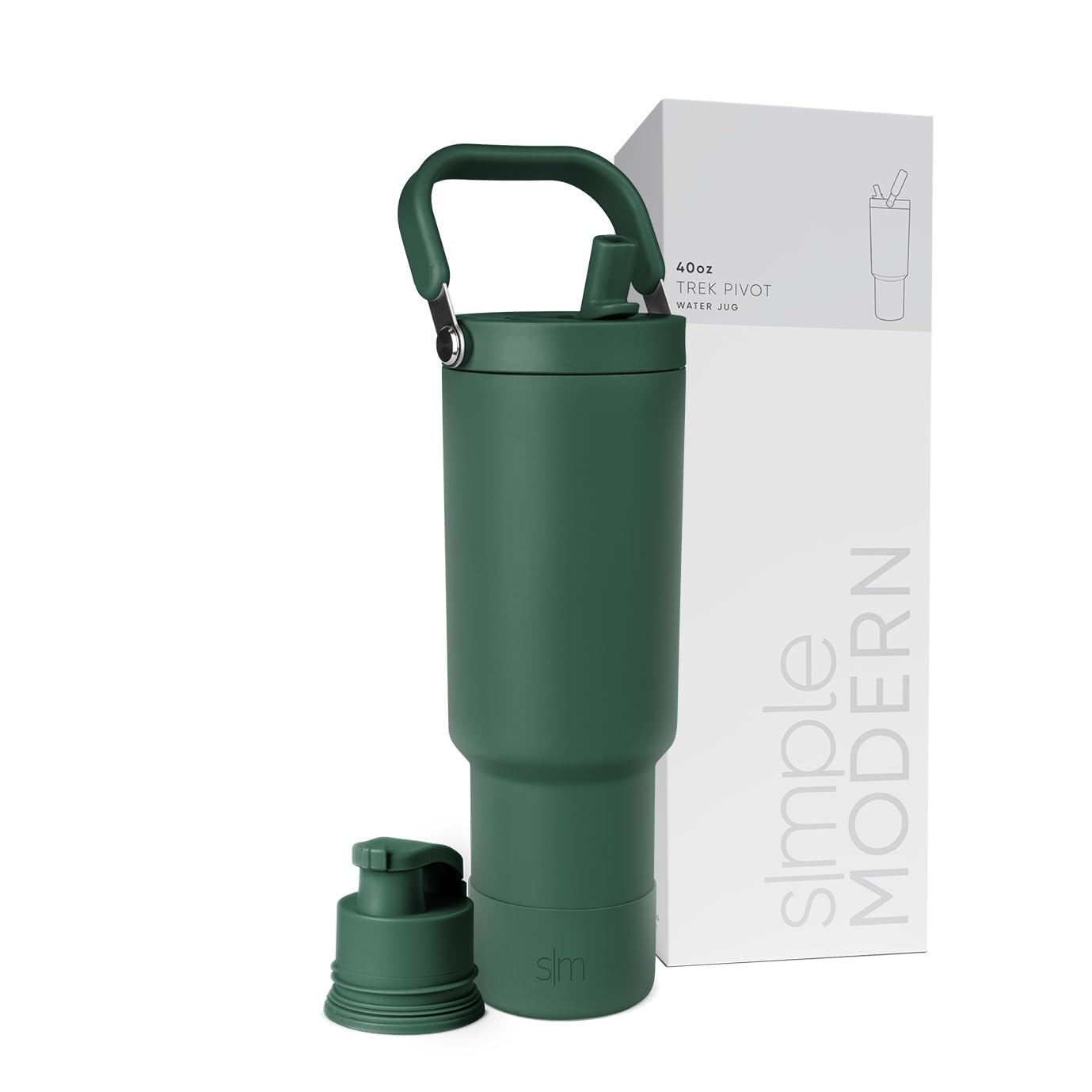 Botella De Agua Simple Modern Trek Pivot 1.2 L Con Mango Forest - Venta Internacional.