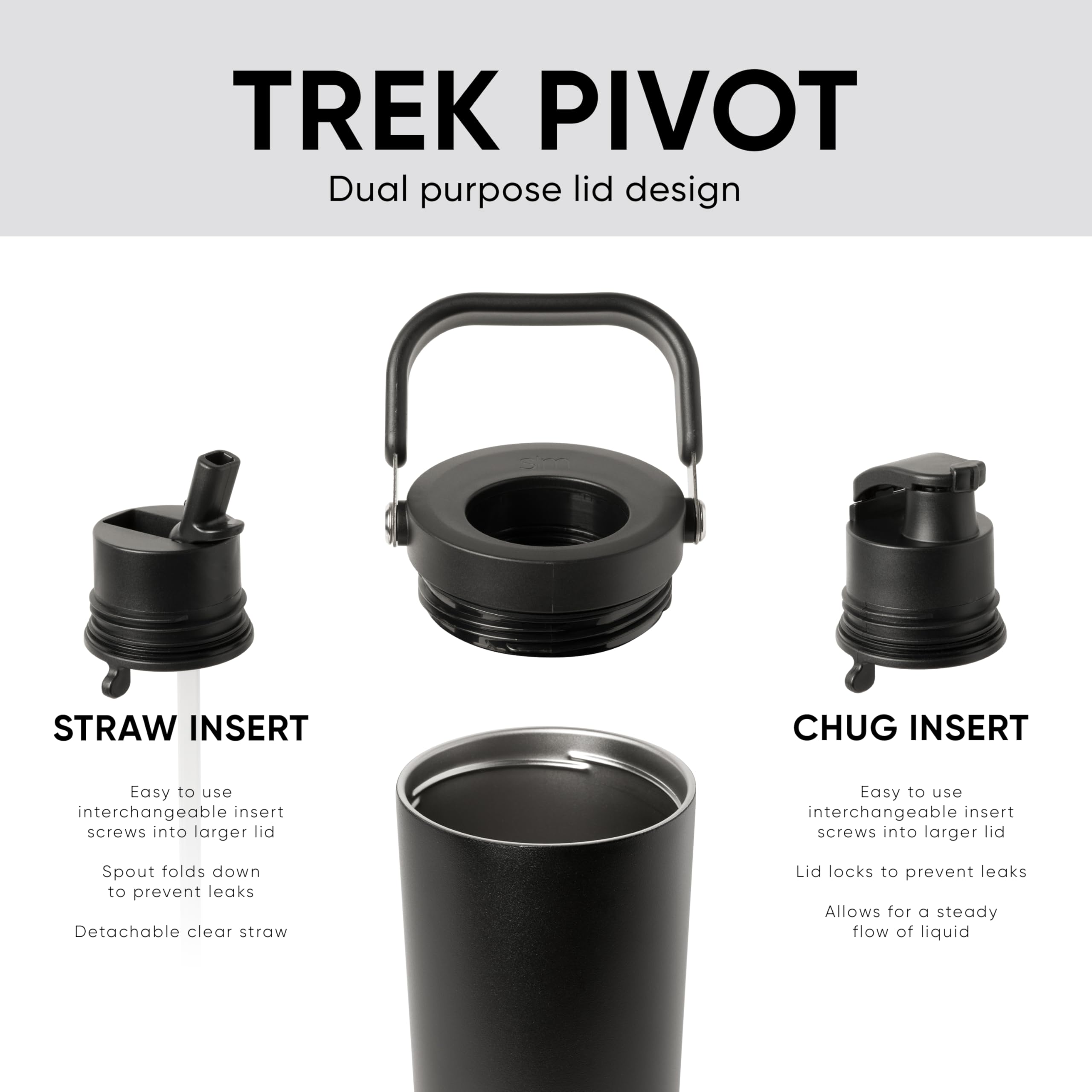 Foto 2 | Botella De Agua Simple Modern Trek Pivot De 1,2 L Con Asa, Color Gris Hielo - Venta Internacional.