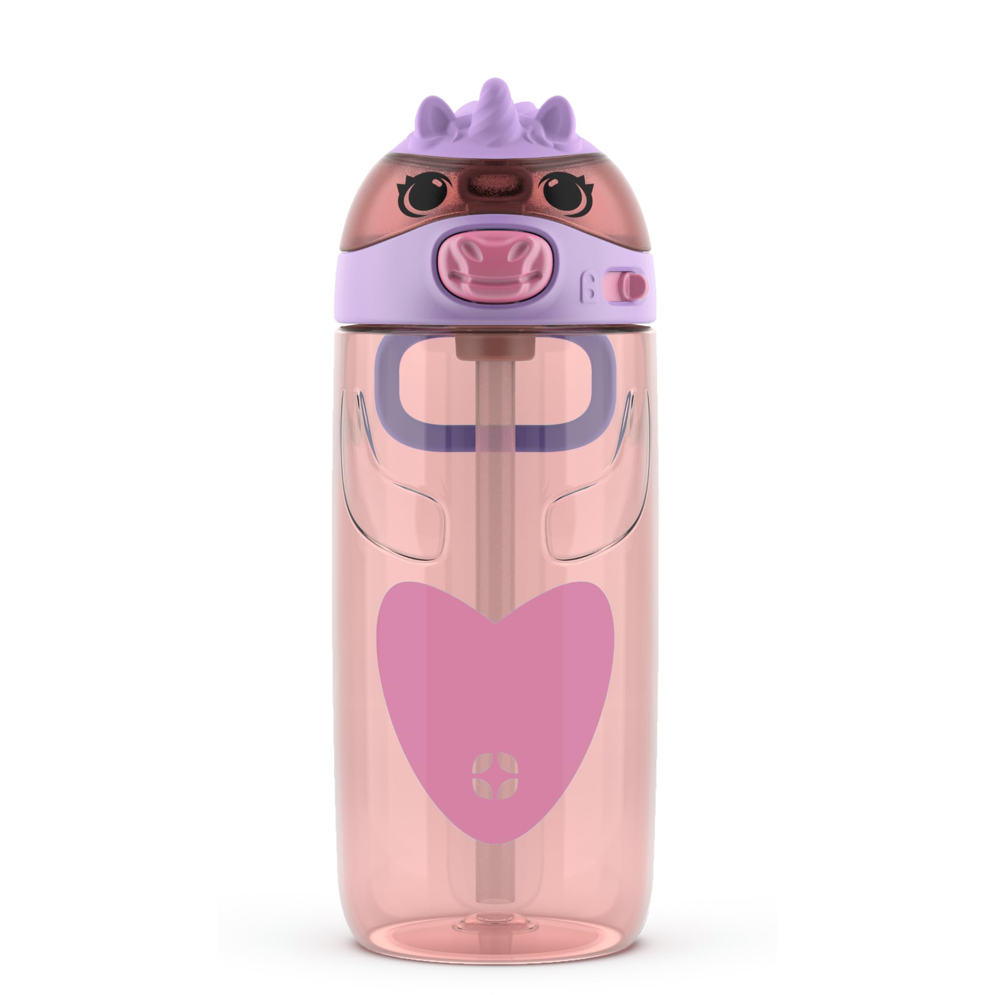 Botella De Agua Ello Ellies Plastic Kids De 473 Ml Con Pajita Unicornio - Venta Internacional.