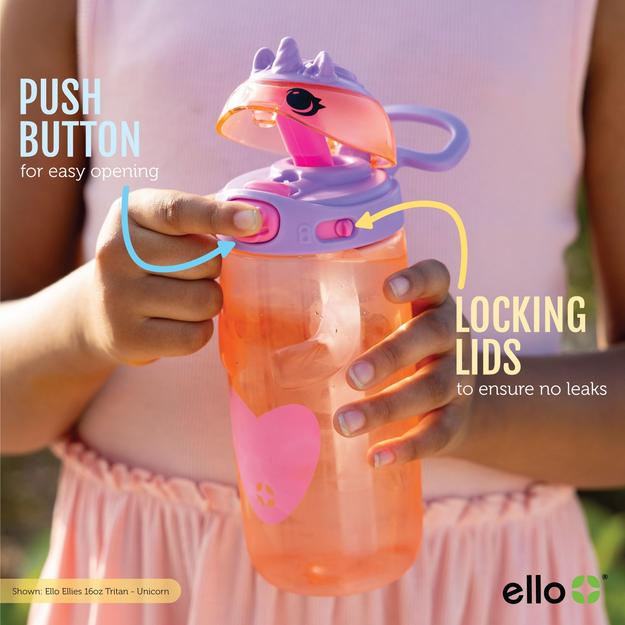 Foto 6 pulgar | Botella De Agua Ello Ellies Plastic Kids De 473 Ml Con Pajita Unicornio - Venta Internacional.