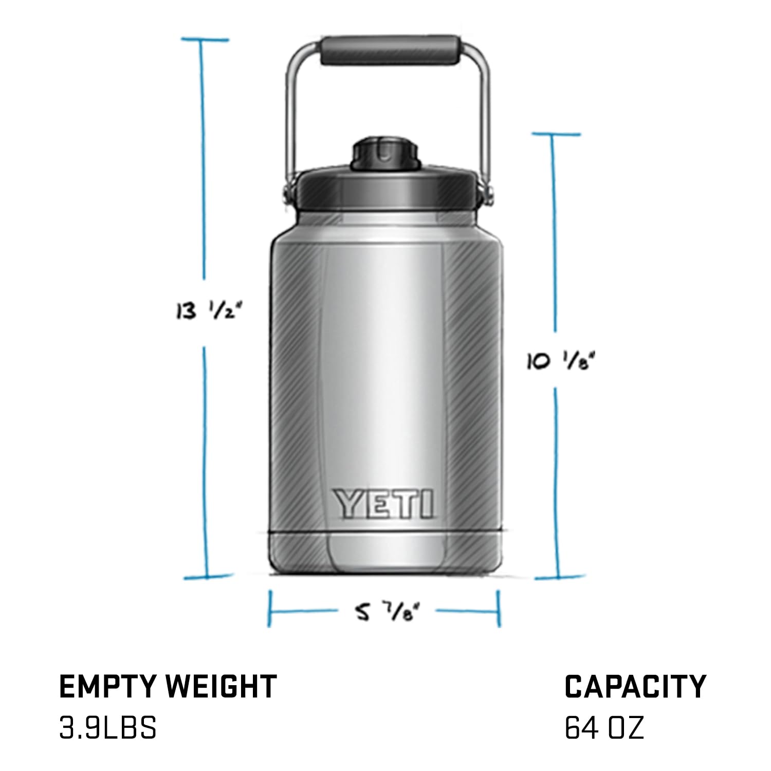 Foto 4 | Jarra Yeti Rambler De Acero Inoxidable Con Aislamiento Al Vacío De Medio Galón - Venta Internacional.