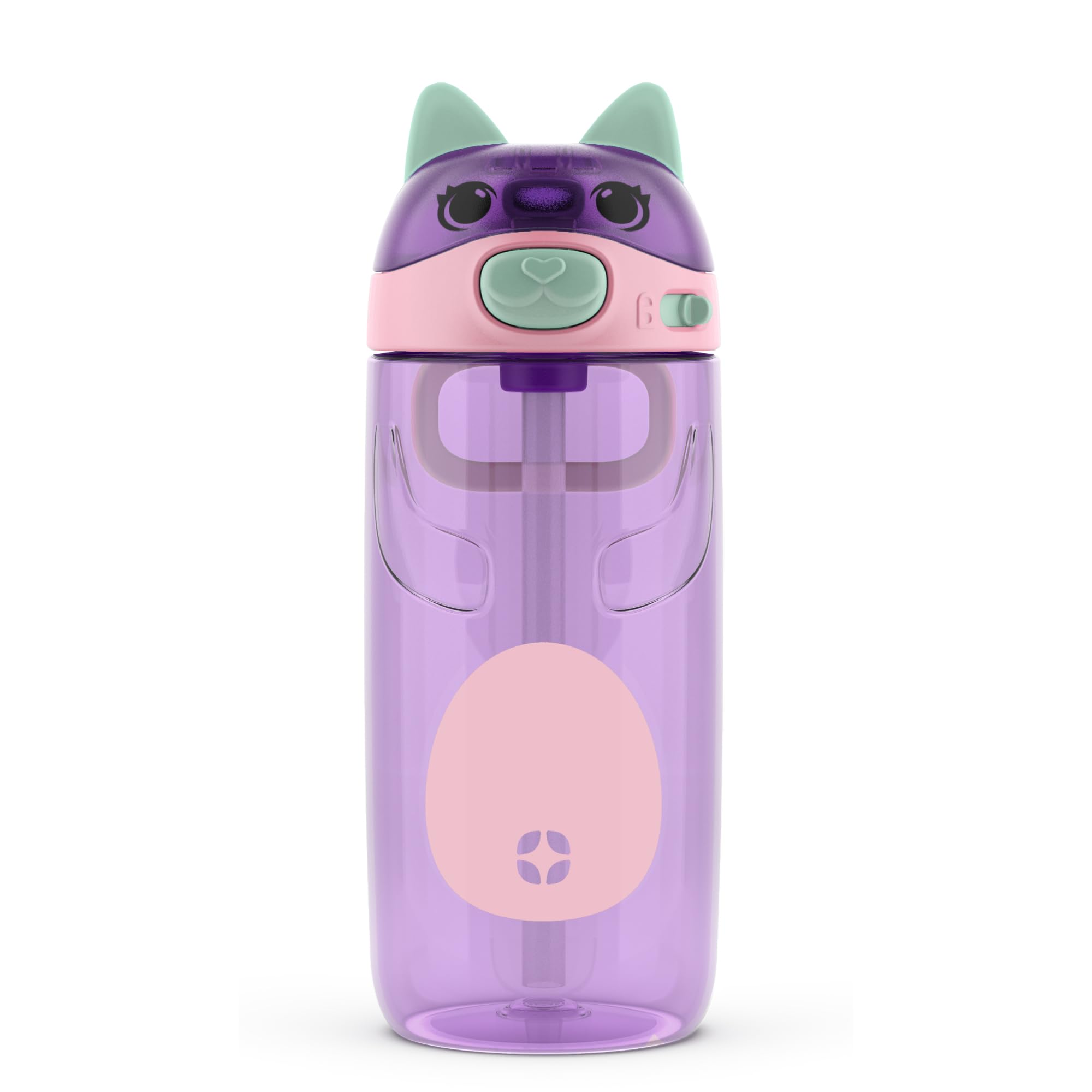 Botella De Agua Ello Ellies Plastic Kids De 473 Ml Con Straw Cat - Venta Internacional.