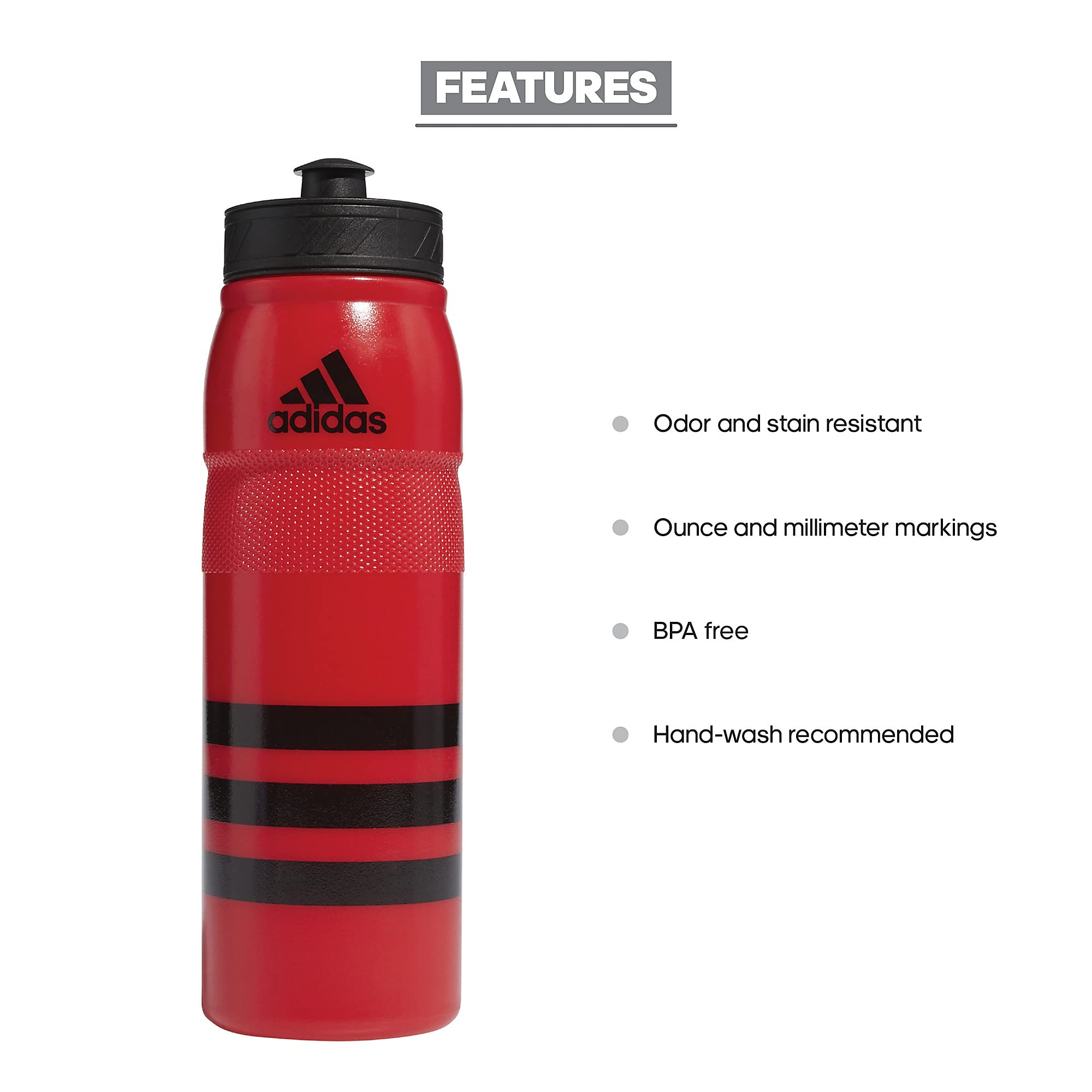 Foto 3 pulgar | Botella De Agua Recargable Adidas Stadium De 750 Ml, Rojo Escarlata Y Negro - Venta Internacional.