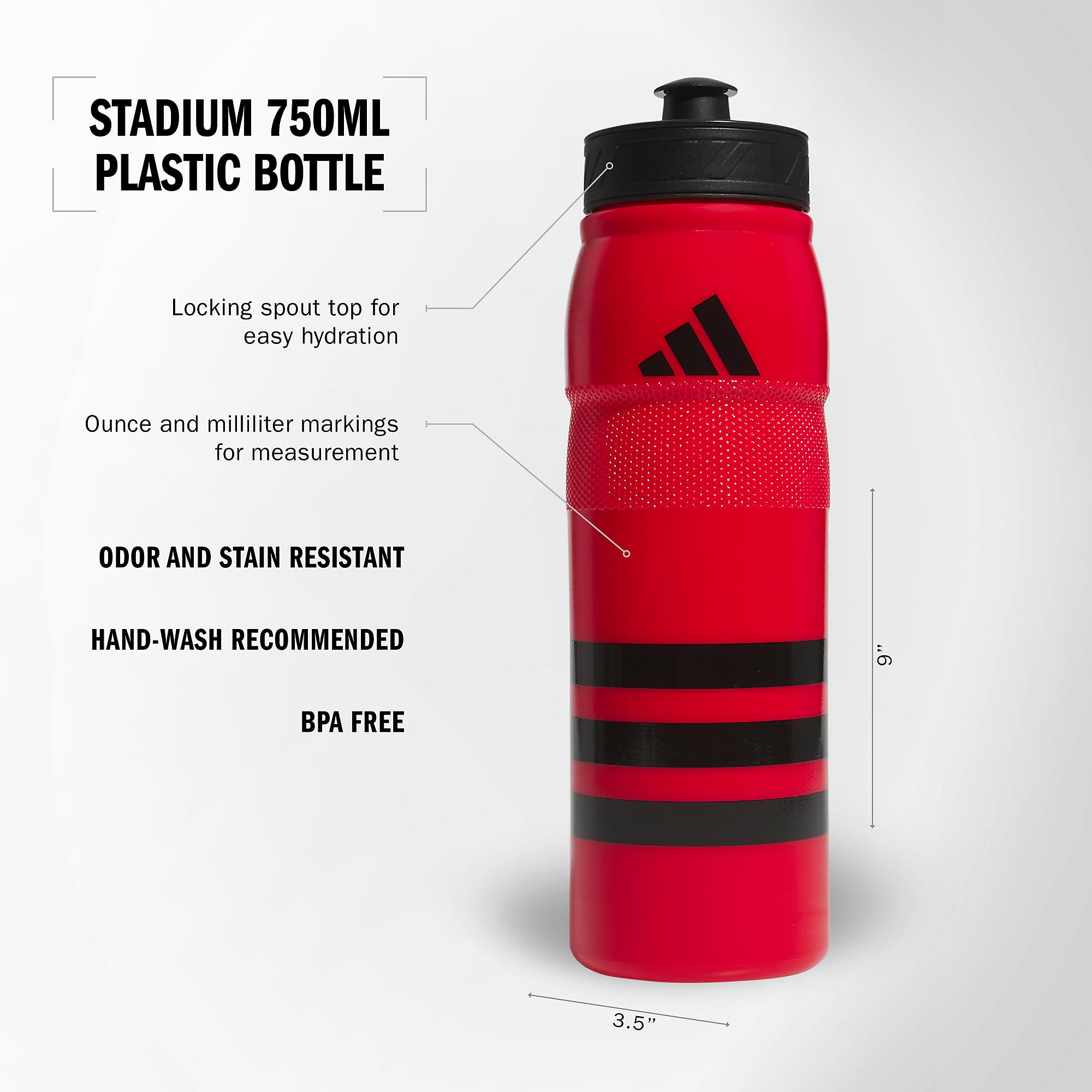 Foto 3 pulgar | Botella De Agua Adidas Stadium Recargable De 750 Ml, Color Rojo Escarlata - Venta Internacional.