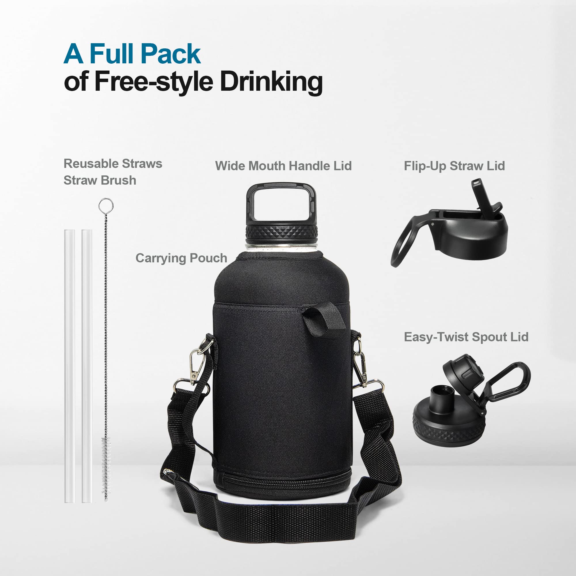 Foto 7 pulgar | Botella De Agua Coolflask Galaxy Insulated De 1,9 L Con Pajita Y 3 Tapas - Venta Internacional.