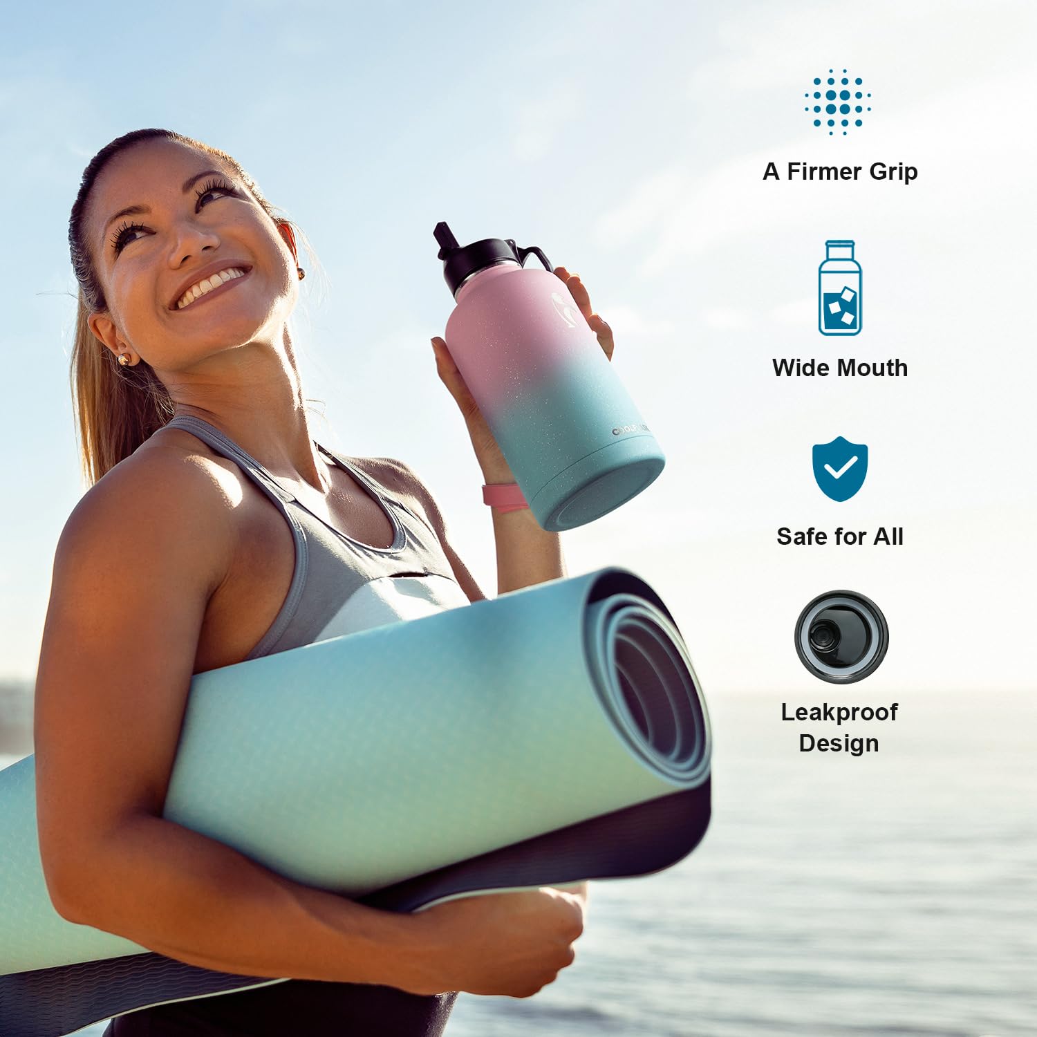 Foto 6 pulgar | Botella De Agua Coolflask De Medio Galón, 1.9 L, Aislante Con Pajita - Venta Internacional.