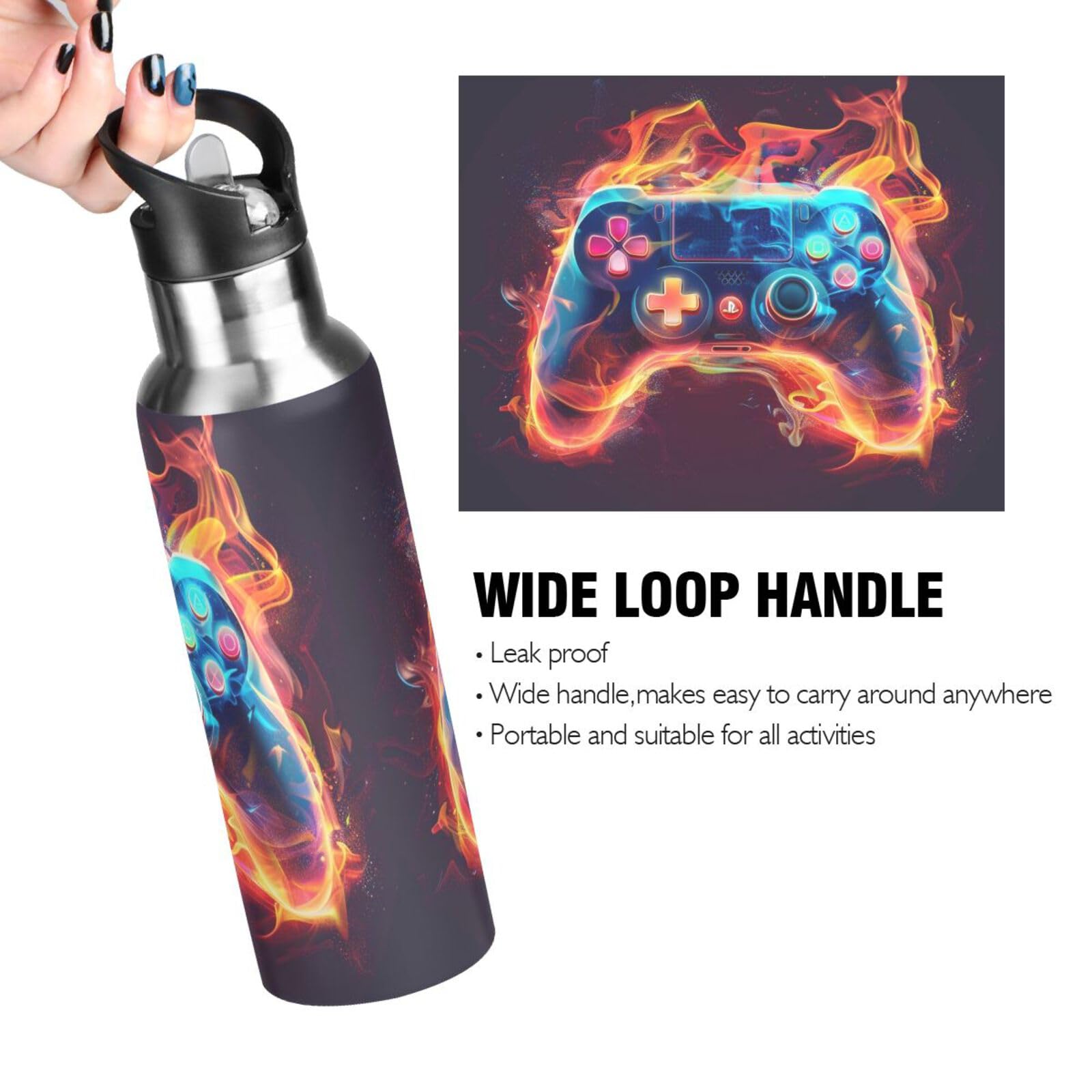 Foto 6 pulgar | Botella De Agua Alaza Fire Game Console Para Niños, 600 Ml, Acero Inoxidable - Venta Internacional.
