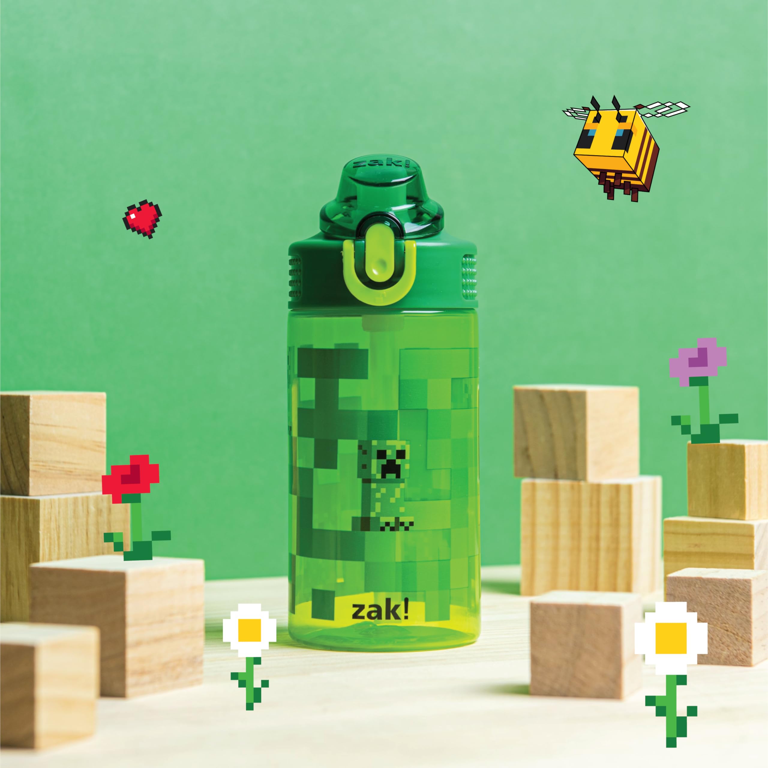 Foto 4 pulgar | Botella De Agua Zak Designs Sage Minecraft Kids De 480 Ml Con Pajita - Venta Internacional.