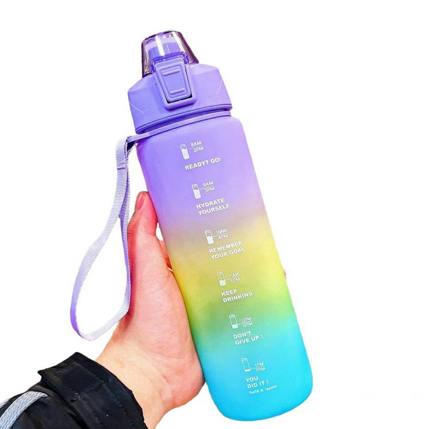 Foto 2 pulgar | Botella De Agua Motivacional De 900 Ml Sin Bpa Con Marcadores De Tiempo - Venta Internacional.