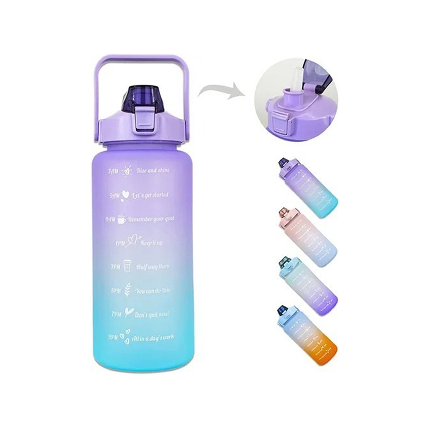 Foto 2 pulgar | Botella De Agua Motivational De 2 Litros, 2000 Ml, Sin Bpa Y Pajita - Venta Internacional.