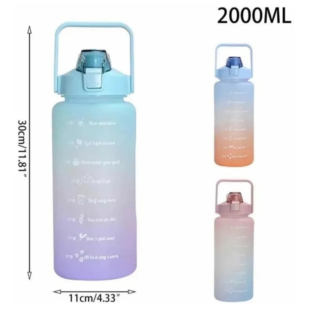 Foto 3 pulgar | Botella De Agua Motivational De 2 Litros, 2000 Ml, Sin Bpa Y Pajita - Venta Internacional.