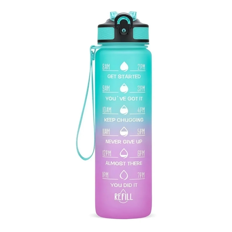 Marcador De Horarios Para Botellas De Agua, 1 Litro, Sin Bpa, Verde Y Rosa - Venta Internacional.