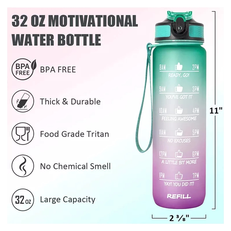 Foto 4 pulgar | Marcador De Horarios Para Botellas De Agua, 1 Litro, Sin Bpa, Verde Y Rosa - Venta Internacional.