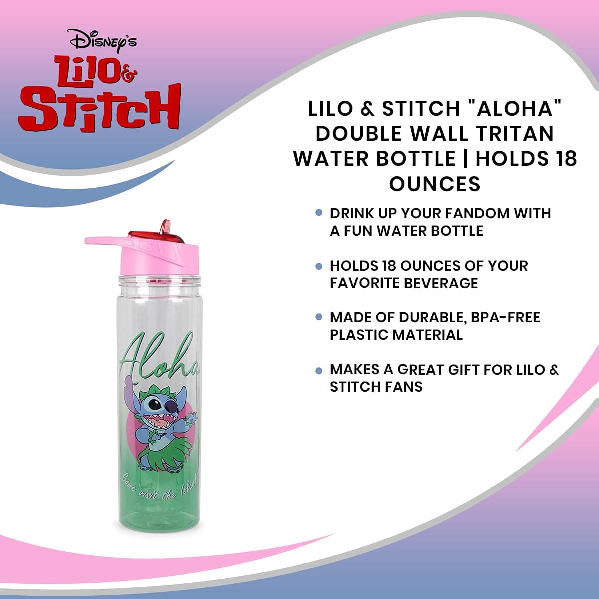 Foto 8 pulgar | Botella De Agua Silver Buffalo Lilo And Stitch Aloha De 500 Ml - Venta Internacional.