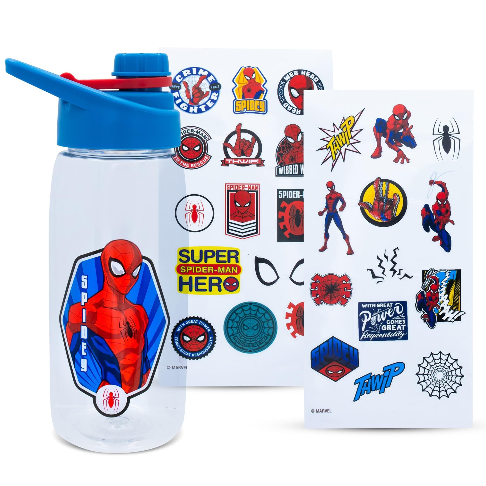 Foto 2 pulgar | Botella De Agua Deportiva Spider-man De 600 Ml Con Juego De Pegatinas - Venta Internacional.