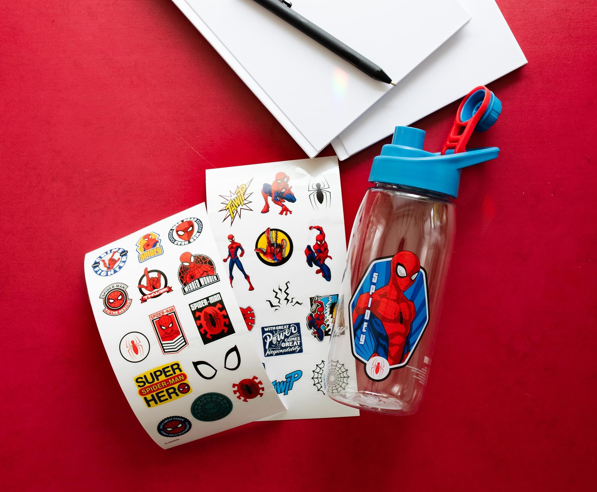 Foto 5 pulgar | Botella De Agua Deportiva Spider-man De 600 Ml Con Juego De Pegatinas - Venta Internacional.