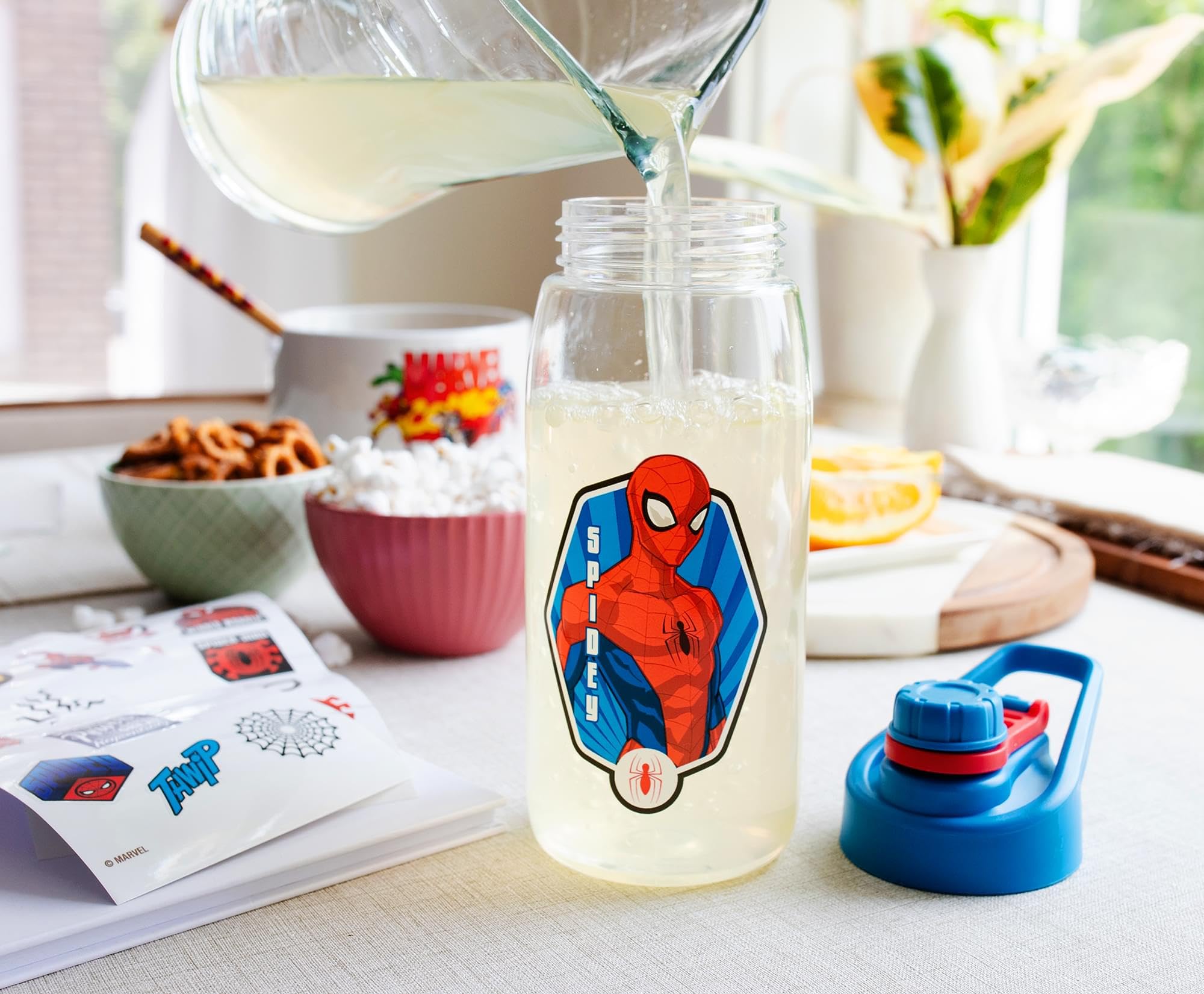 Foto 7 pulgar | Botella De Agua Deportiva Spider-man De 600 Ml Con Juego De Pegatinas - Venta Internacional.