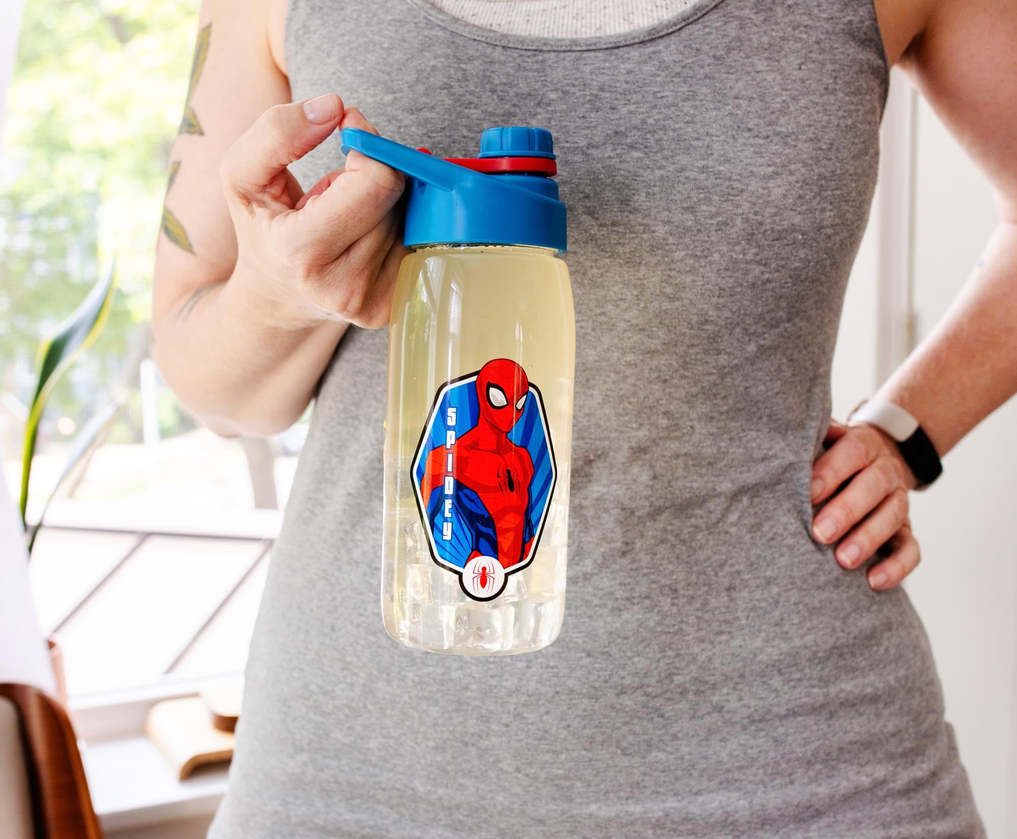 Foto 8 pulgar | Botella De Agua Deportiva Spider-man De 600 Ml Con Juego De Pegatinas - Venta Internacional.