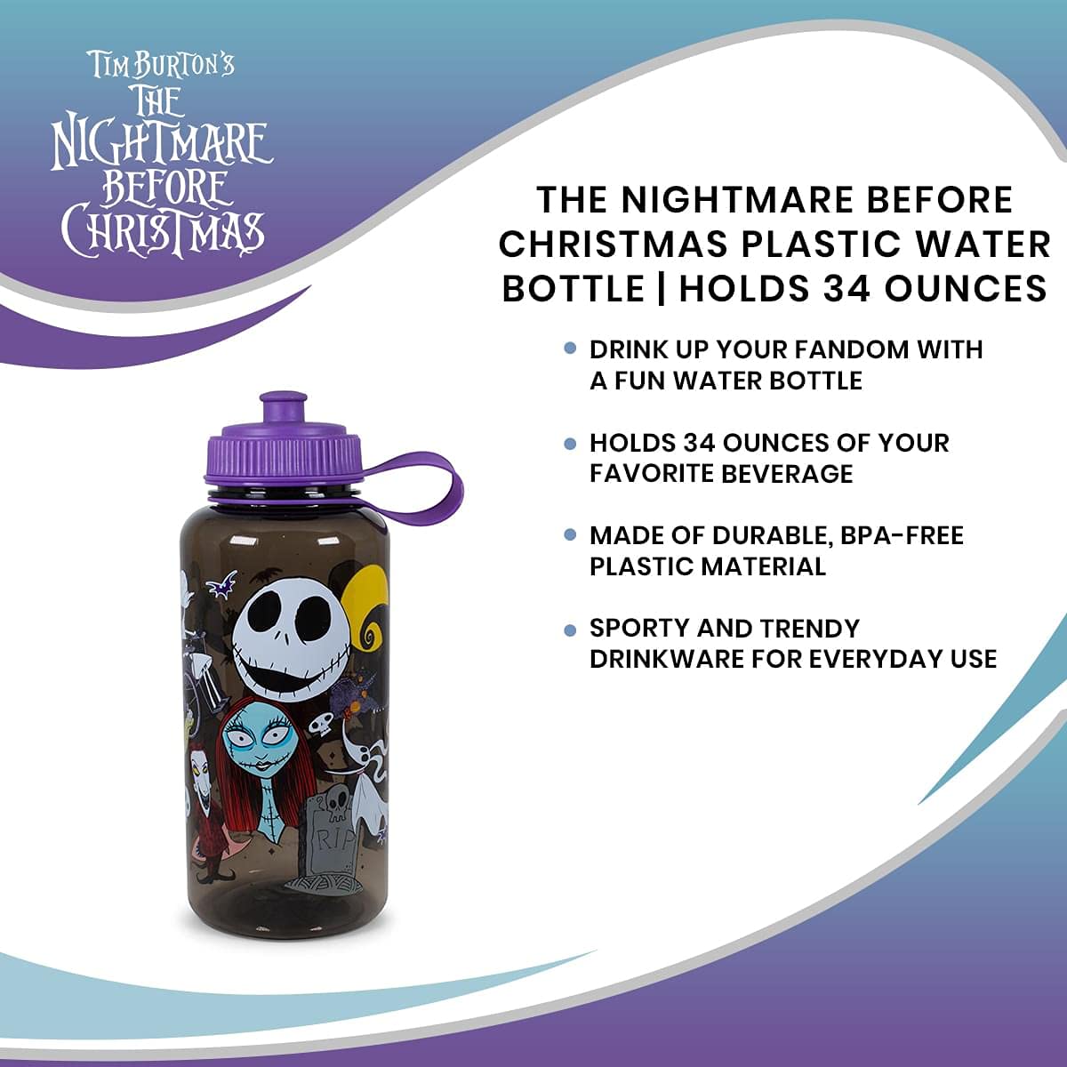 Foto 8 pulgar | Botella De Agua Plateada Buffalo Disney Nightmare Before Christmas - Venta Internacional.