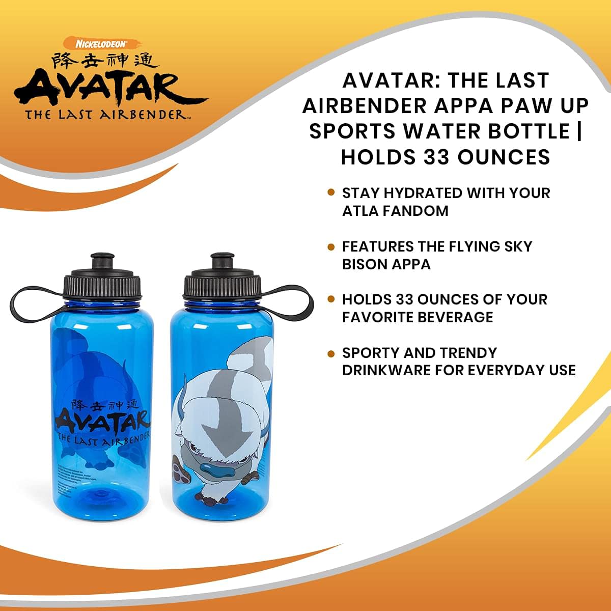 Foto 8 pulgar | Botella De Agua Silver Buffalo Avatar Appa De 1 Litro Sin Bpa - Venta Internacional.