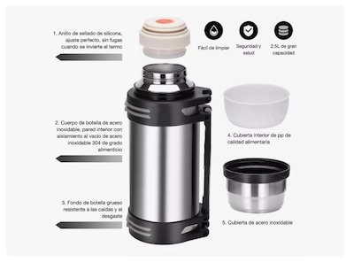 Foto 3 | Termos De Acero Inoxidable Camping Para Café Y Agua 2.5l Xtellar