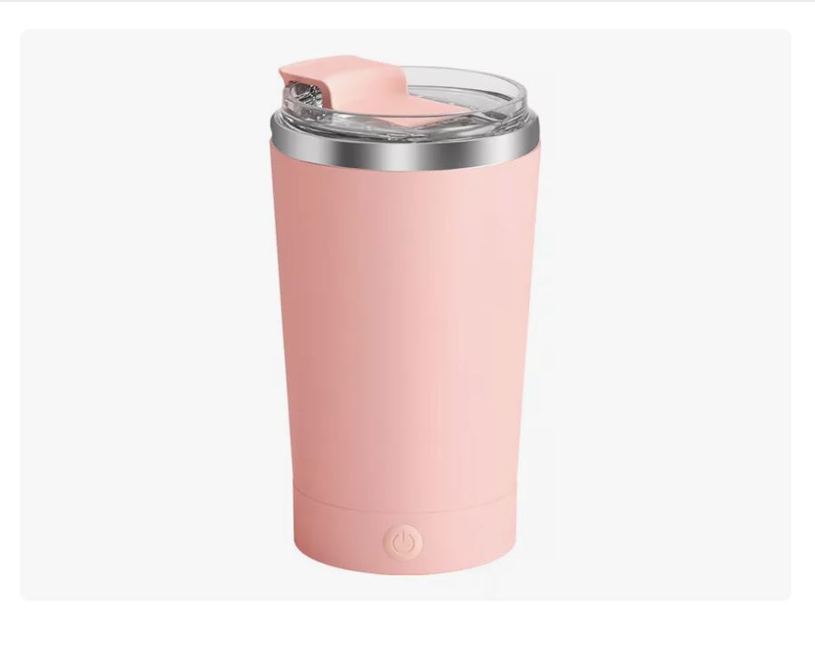 Foto 2 pulgar | Taza Rosa De Agitación Automática Taza De Café De 420ml Con Tapa Xtellar