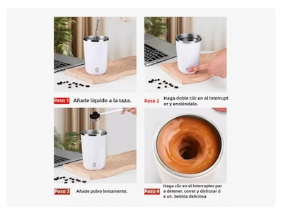 Foto 3 | Taza Rosa De Agitación Automática Taza De Café De 420ml Con Tapa Xtellar