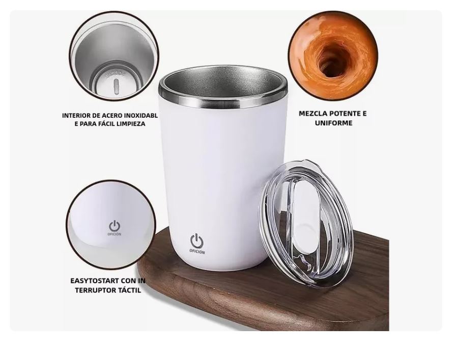 Foto 5 pulgar | Taza Rosa De Agitación Automática Taza De Café De 420ml Con Tapa Xtellar
