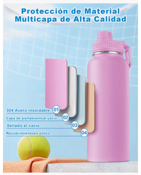 Foto 3 pulgar | Botella Termo Xtellar De 1000 Ml Para Bebidas Frías Y Calientes, Color Rosa