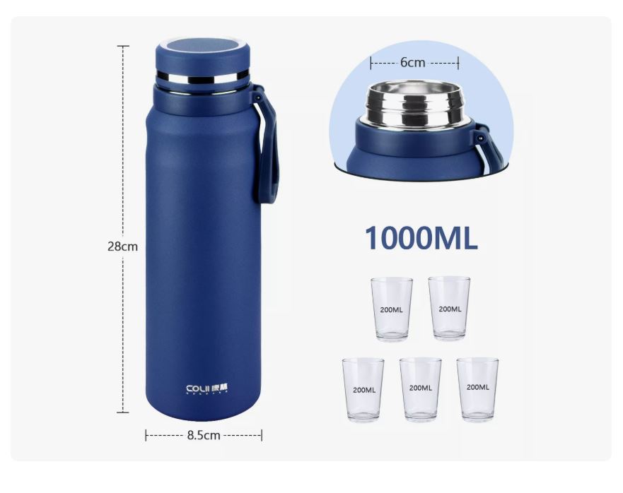 Foto 2 | Termo Azul Acero Inoxidable Con Infusor De Té,taza Termica 1000ml Xtellar