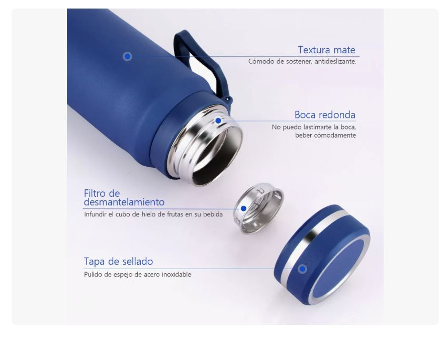 Foto 4 pulgar | Termo Azul Acero Inoxidable Con Infusor De Té,taza Termica 1000ml Xtellar