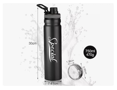 Foto 2 | Termo Negro Acero Inoxidable,botella Agua Térmica Portátil 750ml Xtellar