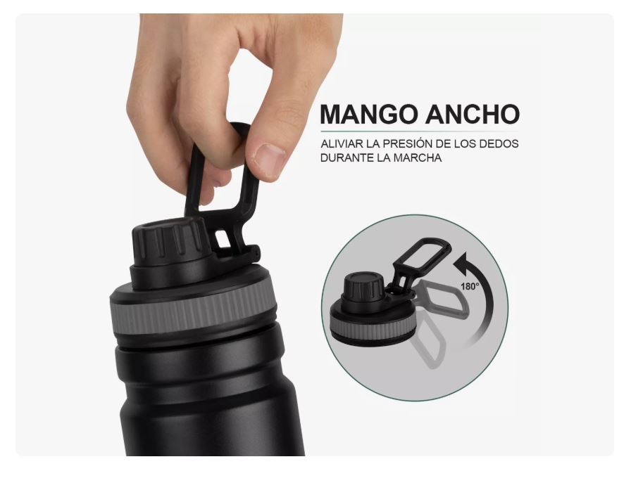 Foto 4 pulgar | Termo Negro Acero Inoxidable,botella Agua Térmica Portátil 750ml Xtellar