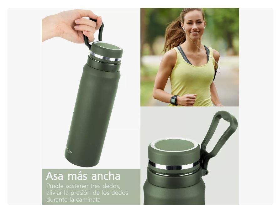 Foto 5 pulgar | Termo Verde Oscuro Acero Inoxidable Con Infusor De Té,taza Termica 1000ml Xtellar