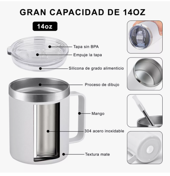 Foto 3 pulgar | 2pz 14oz Taza Xtellar Ara Cafe De Acero Inoxidable,colores Variados