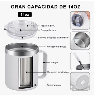Foto 2 | 2pz 14oz Taza Xtellar Ara Cafe De Acero Inoxidable,colores Variados