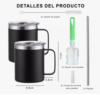 Foto 2 | 2pz 14oz Taza Xtellar Ara Cafe De Acero Inoxidable,colores Variados